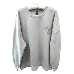 WILD FABLE | Monte Carlo Graphic Gray Oversized Crewneck Sweatshirt | Large